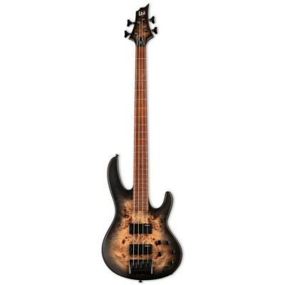 ESP LTD D-4 Burled Poplar Black Natural Burst Satin Electric Bass Guitar B-Stock