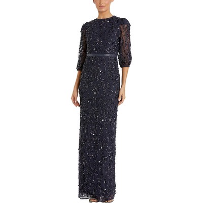 Mac Duggal Womens Navy Embellished Formal Evening Dress Gown 14 BHFO 2864