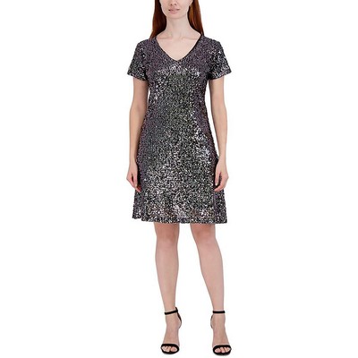 

Женское черное коктейльное и вечернее платье Signature By Robbie Bee Plus  BHFO 7920, Серебряный