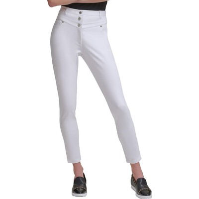 Karl Lagerfeld Paris Womens White Mid-Rise Yoke Skinny Pants 12 BHFO 3487