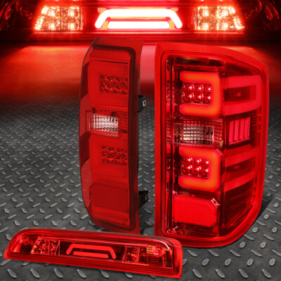 ДЛЯ 14-19 SILVERADO/SIERRA СВЕТОДИОДНЫЙ ЗАДНИЙ ФОНАРЬ с ПОПЕРЕЧНОЙ ПЛАНКОЙ + 3D ТРЕТИЙ СТОП-СИГНАЛ/ГРУЗОВОЙ ФОНАРЬ КРАСНОГО ЦВЕТА