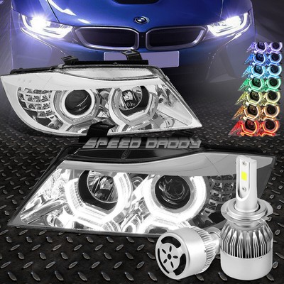 ХРОМИРОВАННАЯ 3D RGB ЦВЕТНАЯ ФАРА ANGEL EYES + БЕЛЫЙ СВЕТОДИОД H7 HID с ВЕНТИЛЯТОРОМ ДЛЯ 06-08 E90