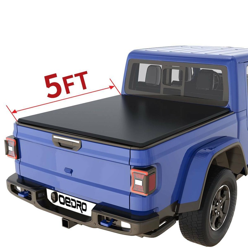 OEDRO 5ft Soft Rollup Truck Bed Tonneau Cover fit for 20202021 Jeep