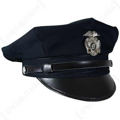 Vintage US American POLICE FORCE 8 POINT VISOR CAP Officer Hat All Sizes - Blue