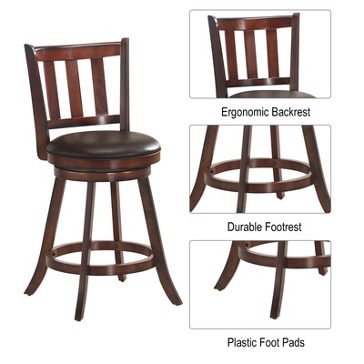 Costway 4 PCS 25" Swivel Bar stool Leather Padded Dining Kitchen  Bistro Chair