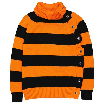 BURBERRY BURBERRY LADIES DEEP ORANGE STRIPED FISHERMAN TURTLENECK JUMPER, SIZE MEDIUM