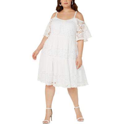 

Женское кружевное расклешенное платье цвета слоновой кости Signature By Robbie Bee плюс  BHFO 8744, Цвет слоновой кости