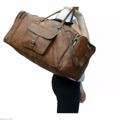 Vintage Leather Bag Travel Men Gym S Luggage Weekend Overnight Genuine Duffle