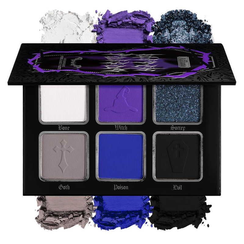 Black Blue Purple Eyeshadow Goth Makeup Palette, Matte Shimmer Dark Smoky Eyesha