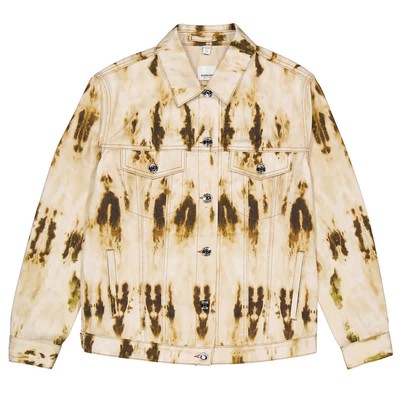 Pre-owned Burberry Prestwick Bleached Denim Monogram Motif Jacket In Brown