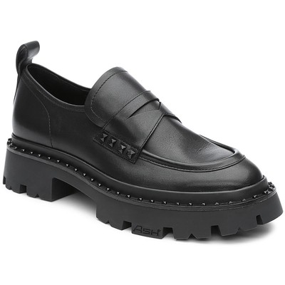 Черные кожаные мокасины-слипоны ASH Womens Genial, средний размер 38 (B, M) BHFO 9082