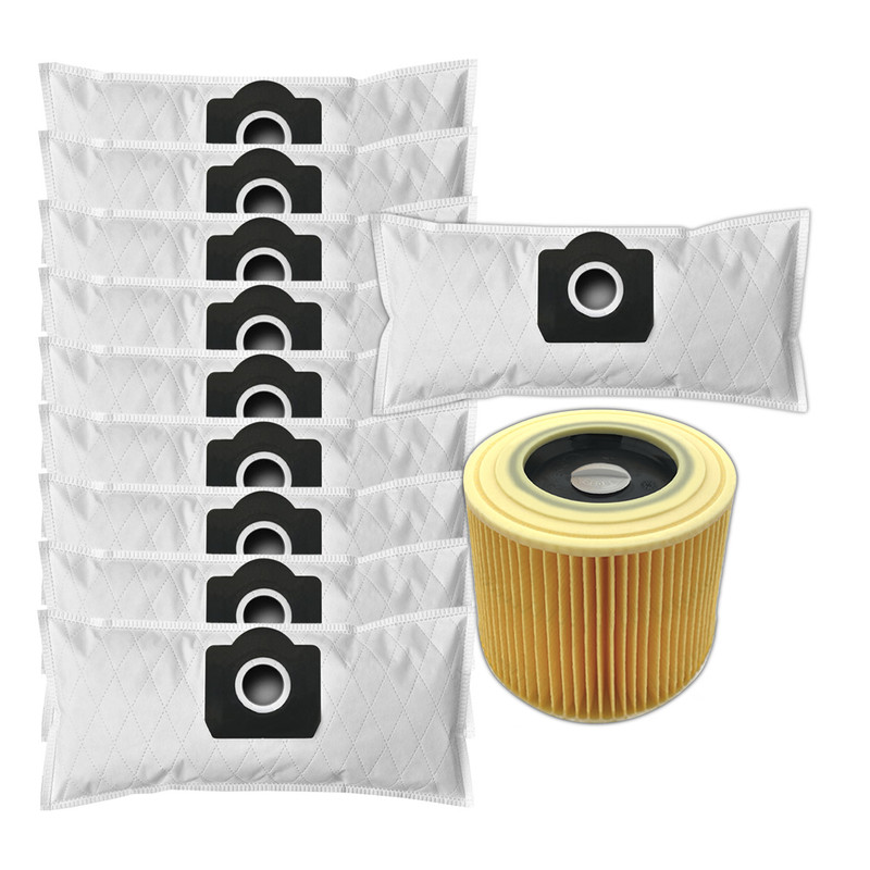 10x Staubsaugerbeutel FÃ¼R KÃ¤Rcher Mv3 Wd3 6.414-552.0 6.414-772.0  + Filter