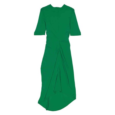 Pre-owned Atlein Ladies Gather Front Midi Dress In Green
