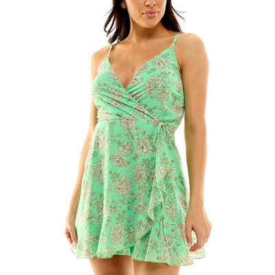 Безмолвное женское зеленое мини-платье с цветочным принтом L BHFO 7843