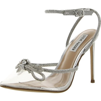 

Steve Madden Женские туфли Viable с серебряным ремешком на щиколотке 7,5 средний (B,M) BHFO 1884, Ясный