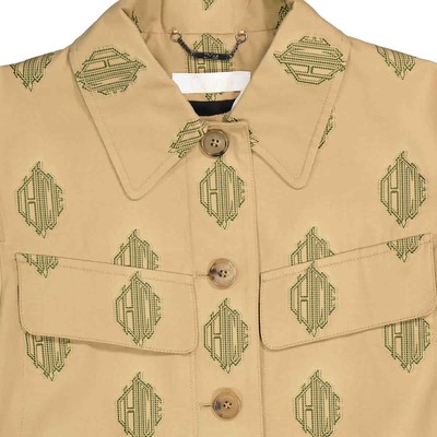 Pre-owned Chloé Chloe Ladies Beige Embroidered Shirt Jacket