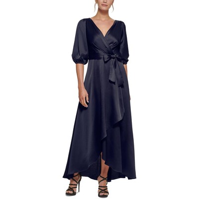 Женское макси-платье DKNY из темно-синего атласа с поясом-стихарем 10 BHFO 1389