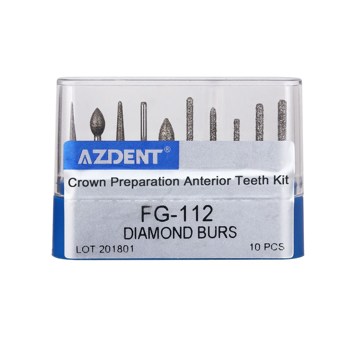 10pcs Dental FG Crown Preparation Diamond Burs Anterior Teeth Drills Kit FG-112