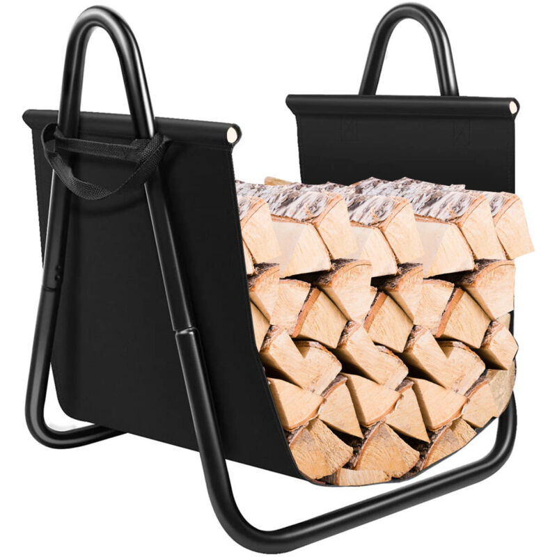 Firewood Rack Log Holder W/ Canvas Tote Carrier for Fireplace Outdoor Backyard