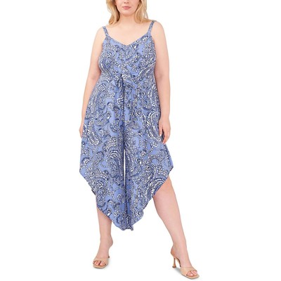 Женский темно-синий комбинезон с оборками и принтом Vince Camuto с широкими штанинами плюс 2X BHFO 9649