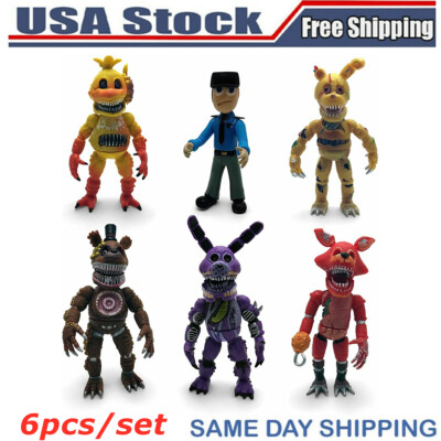 6pcs/set FNAF Five Nights at Freddy's Christmas Nightmare Action Figure PVC Toys