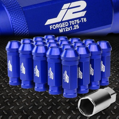 J2 ENGINEERING 7075 АЛЮМИНИЙ M12X1.25 20ШТ 60 ММ ГАЙКА С ОТКРЫТЫМ НАКОНЕЧНИКОМ с АДАПТЕРОМ СИНЕГО ЦВЕТА