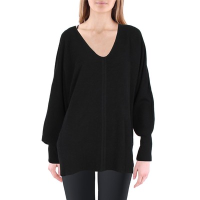 

Женский черный свитер с v-образным вырезом в рубчик Athleisure by SIONI  BHFO 9932