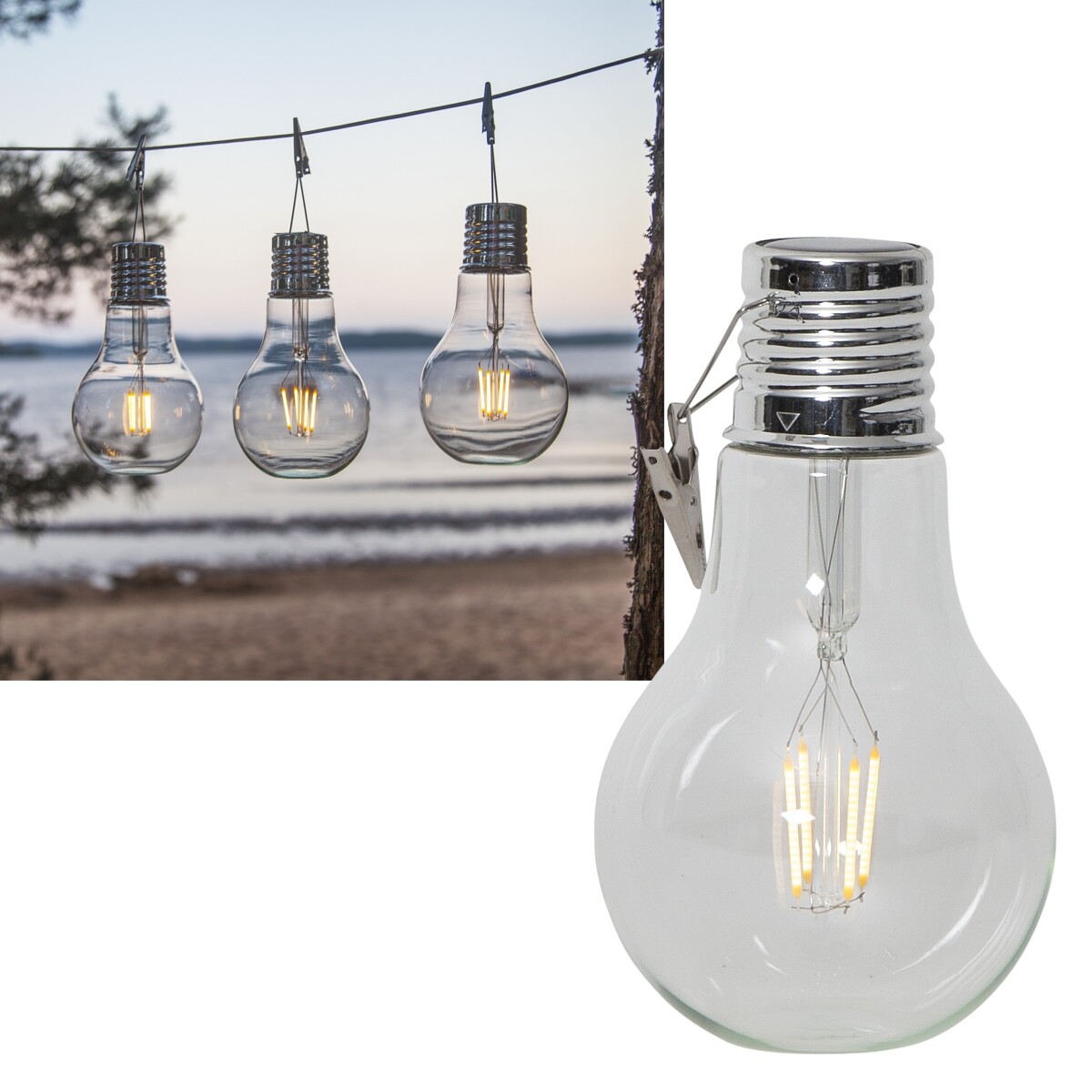 LED Solar Tischleuchte EDDY Glühbirne TischLaterne