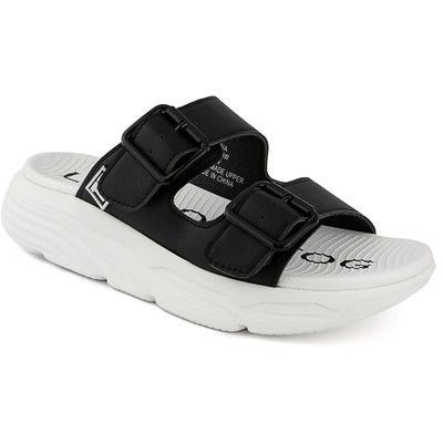 

London Fog Womens Nasia Slip On Dressy Platform Sport Sandals Shoes BHFO 9429, Black smooth, Nasia