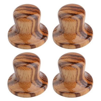 KAISH4pcs Zebra Wooden Knobs Wood Bell Knobs Guitar Top Hat Knob For Metric Pots