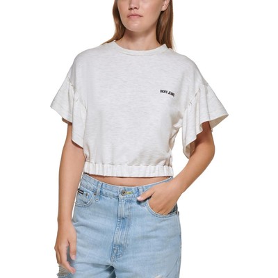 

Женская футболка DKNY Jeans с укороченными рукавами и полосками снизу BHFO 0873