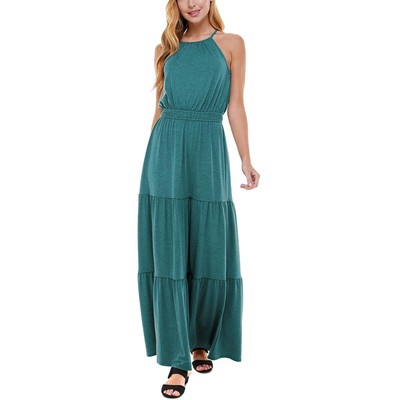 Женский макси-сарафан Kingston Grey Grey с присборкой в зеленую полоску для юниорок S BHFO 3048