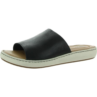 

Черные кожаные шлепанцы на плоской подошве Born Womens Jill 8 Medium (B,M) BHFO 5812, Черный