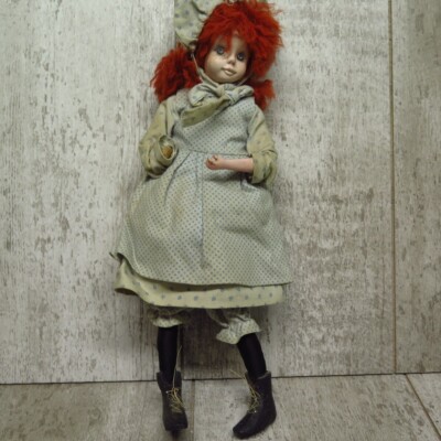 Vintage Ooak Style Doll Creepy Doll 12.5  Red Haired Doll