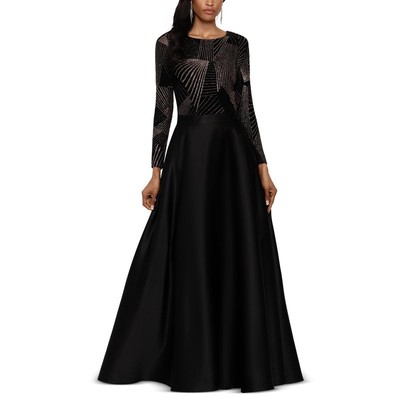 Женское длинное вечернее платье макси с черными блестками Betsy & Adam, 12 BHFO 9084