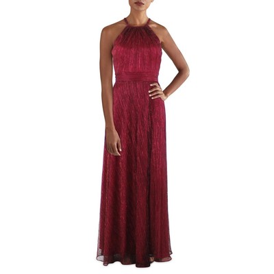 Женское красное металлическое вечернее платье на бретелях Betsy & Adam 6 BHFO 5538