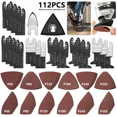 Saw Blades Oscillating 112PCS Universal Set Quick Multi Tool Metal Release &
