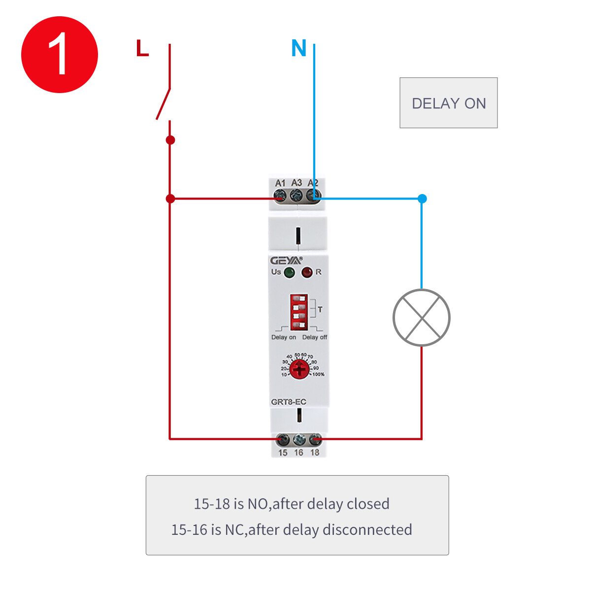 GEYA Off Delay & On Delay Time Delay Relay Timer Cycler Switch DC24V AC230V NEW