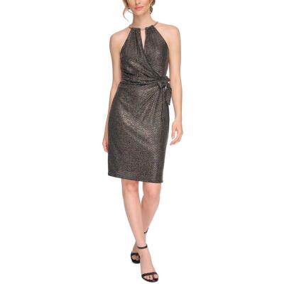 Kensie Dresses Женское вечернее платье на бретелях длиной выше колена с металлическим узором BHFO 4249