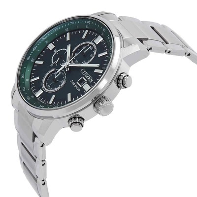 Pre-owned Citizen Chronograph Quartz Green Dial Men's Watch Ca0840-87x