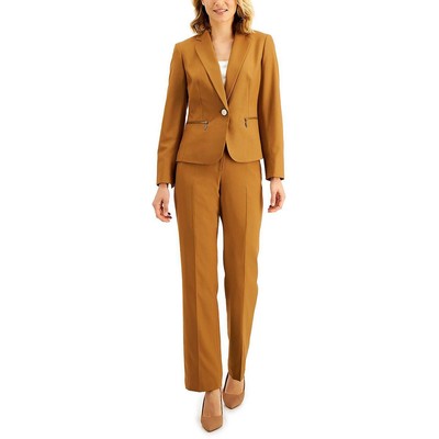 

Женский коричневый деловой брючный костюм с карманом на молнии Le Suit  BHFO 1247, Dark toffee