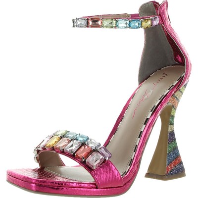 

Женские туфли на каблуке Betsey Johnson Emani розовые со стразами 6, средний (B,M) BHFO 8909, Fucshia multi