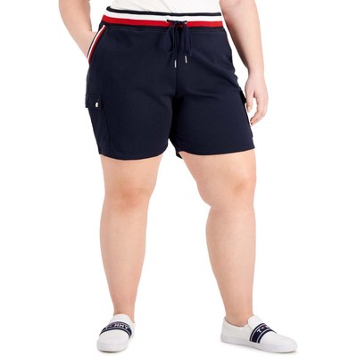 Женская модель Tommy Hilfiger темно-синего цвета с плоской талией в рубчик спереди на завязках / с поясом плюс 2X BHFO 4543