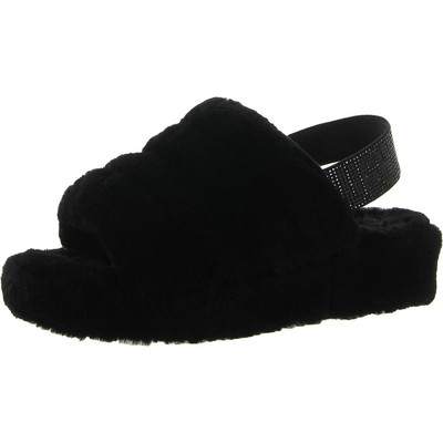 Женские черные сандалии Ugg Fluff Yeah Bling с открытой пяткой 6, средний (B,M) BHFO 1667