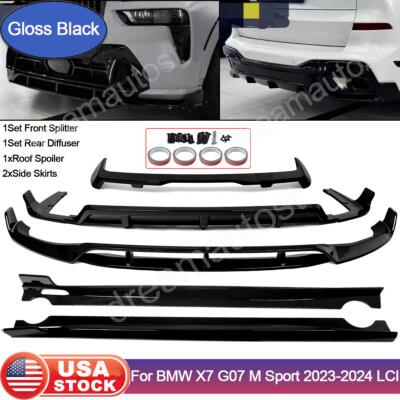 Front Rear Lip Spoiler Side Skirts Bodykit Gloss Black For BMW X7 G07 2023+ LCI