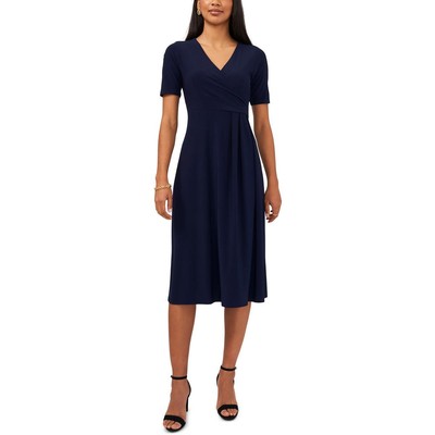 

Женское платье миди с короткими рукавами и запахом MSK Surplice Petites BHFO 7820, Navy