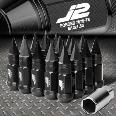 J2 ENGINEERING 7075 АЛЮМИНИЙ M12X1.5 20ШТ 80 ММ ГАЙКА С ЗАОСТРЕННОЙ ГОЛОВКОЙ + АДАПТЕР ЧЕРНЫЙ
