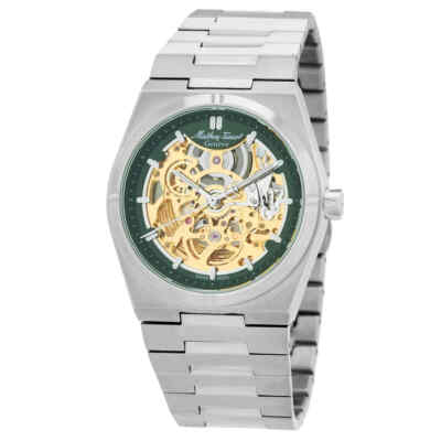 Pre-owned Mathey-tissot Zeus Skeleton Automatic Green Dial Men's Watch H118cfav