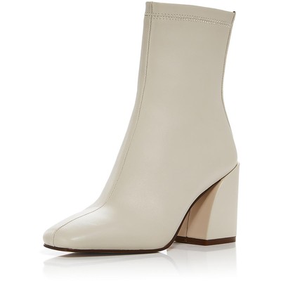 Женские ботинки до середины икры из кожи цвета слоновой кости Aqua Womens Julie 9.5 Medium (B,M) BHFO 2408
