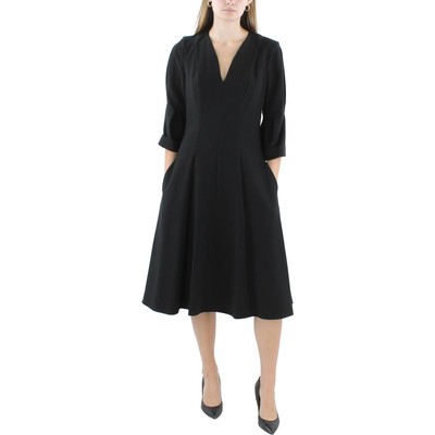 Black Halo Женское черное длинное плиссированное платье миди с рукавом 3/4 4 BHFO 4091
